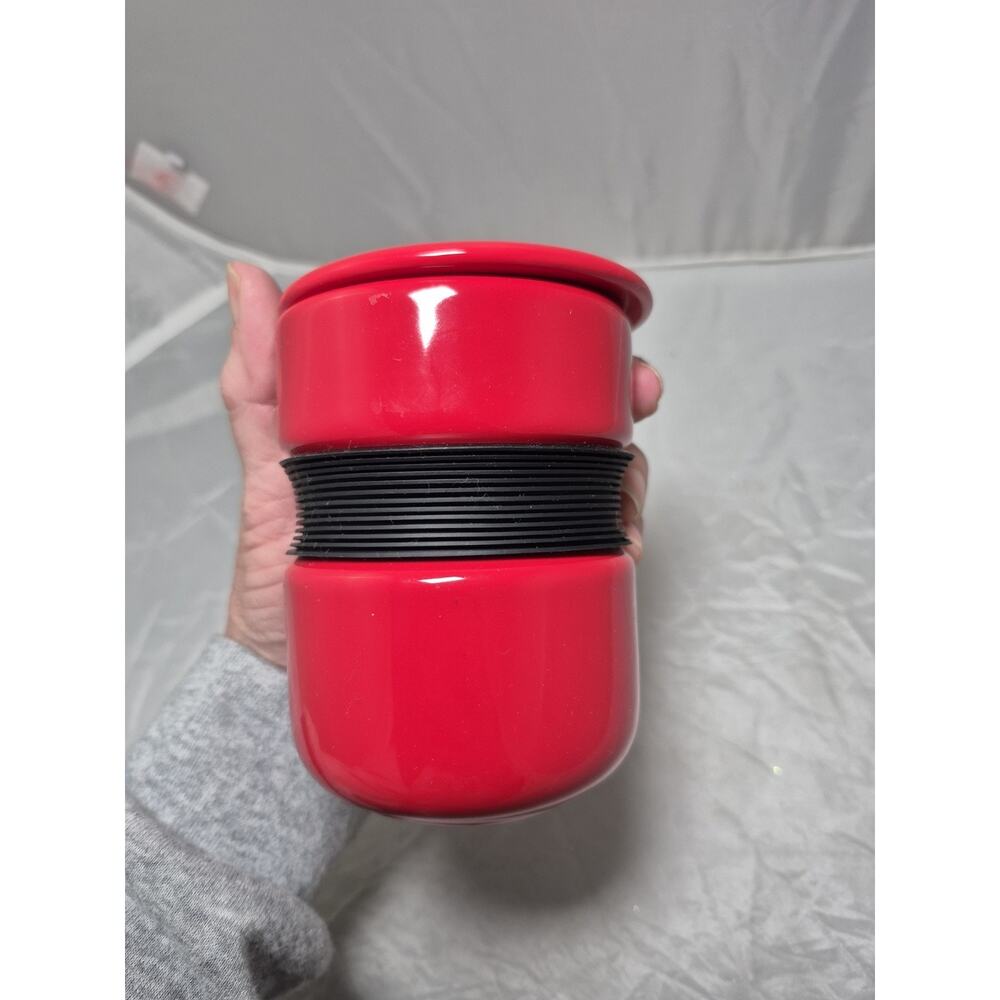 💥David's Tea FORLIFE Curve Tea Cup Mug Red Black 12 oz W/ Lid NO Infuser C